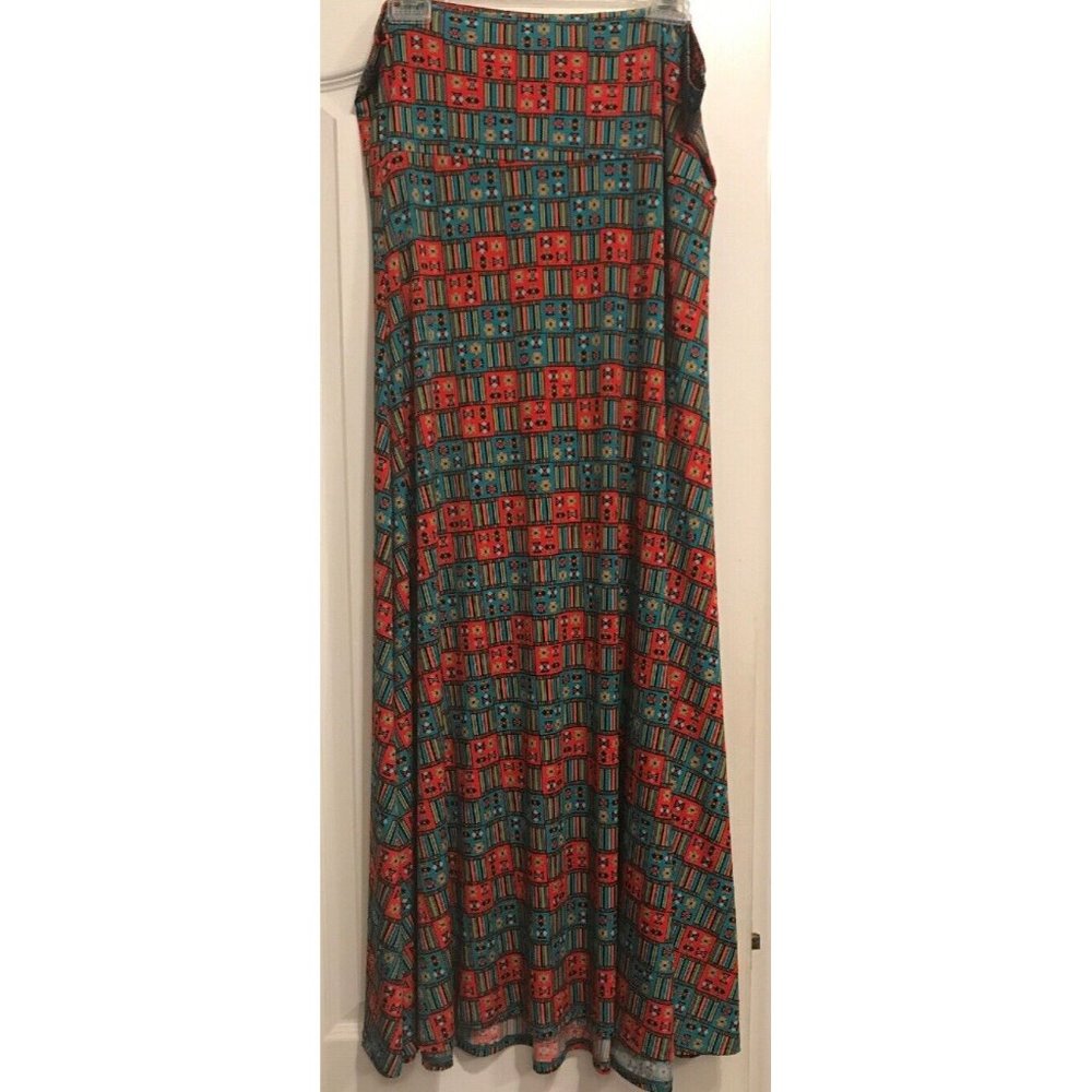 LuLaRoe Long Maxi Knit Skirt/Dress Colorful Size XL Modest